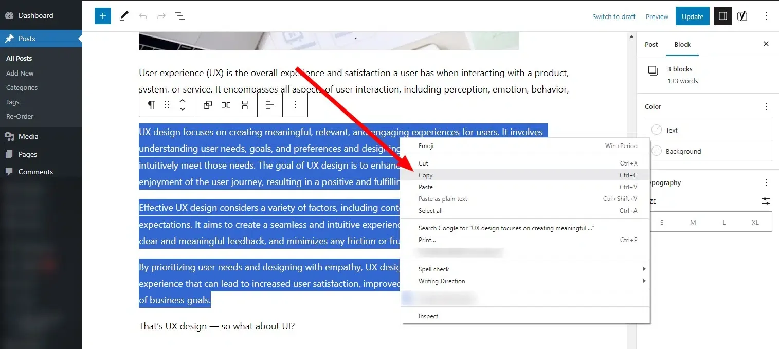Learn three easy methods to duplicate a page or post in WordPress.: 2.3 Manually duplicating a page in WordPress can be done