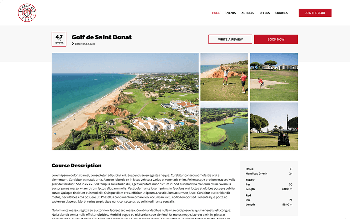 Sunday Red Golf page
