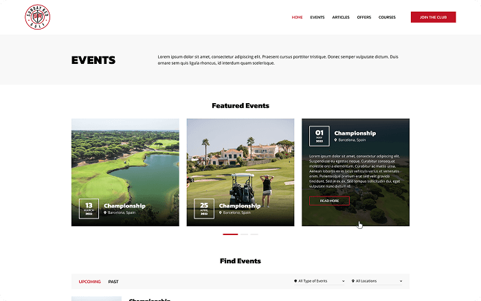 Sunday Red Golf page
