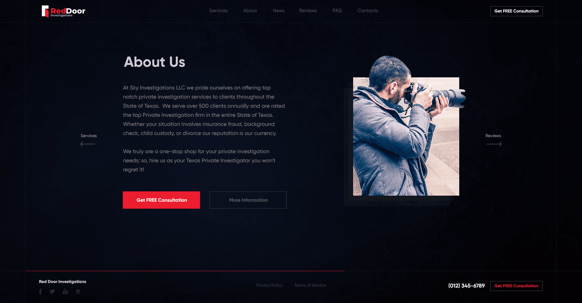 Red Door Investigations page