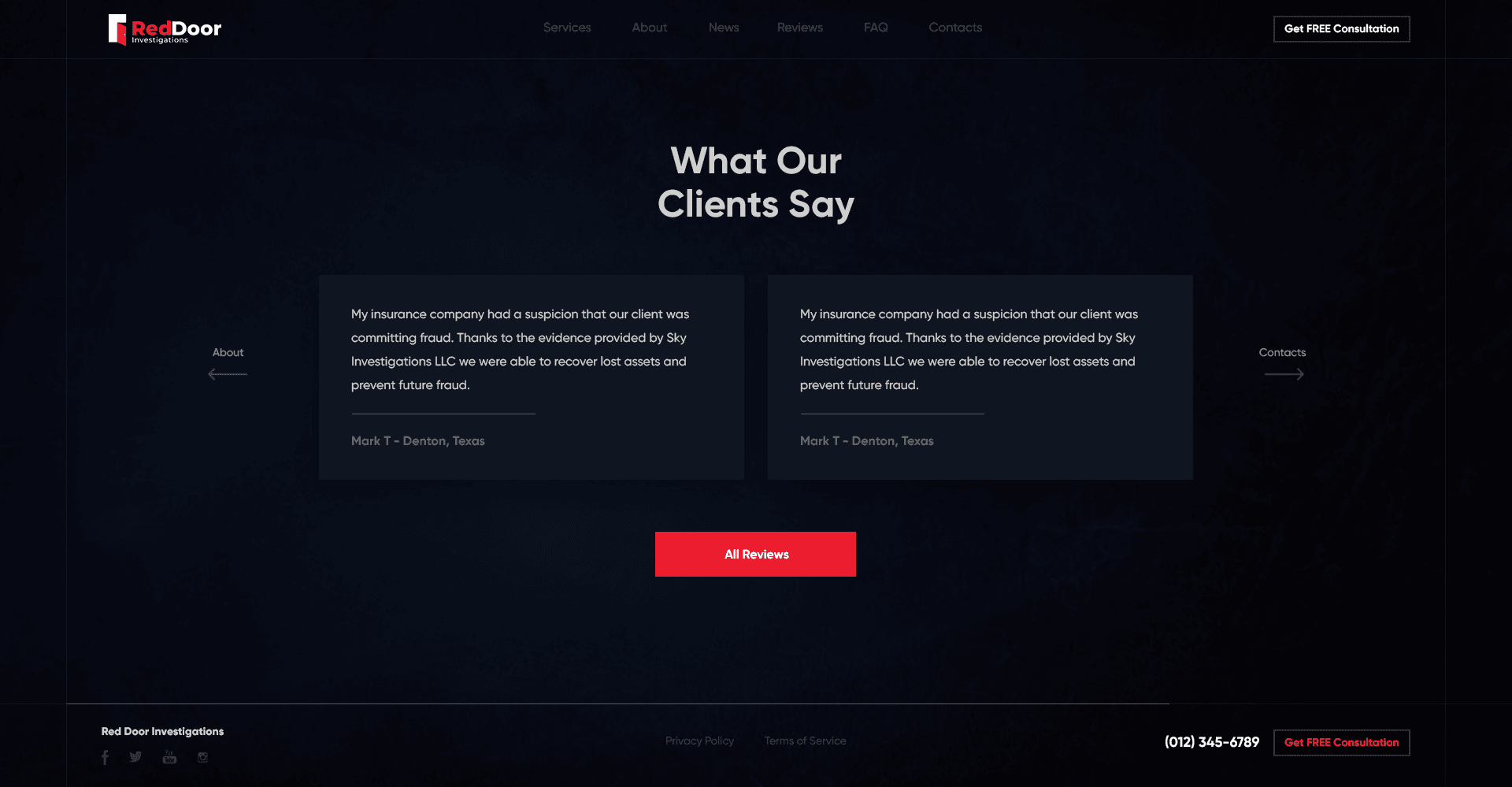 Red Door Investigations page