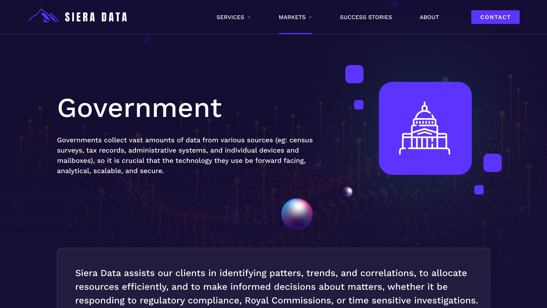 Siera Data page