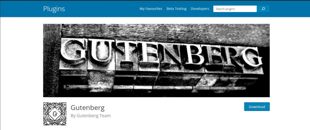 The Gutenberg page editor 